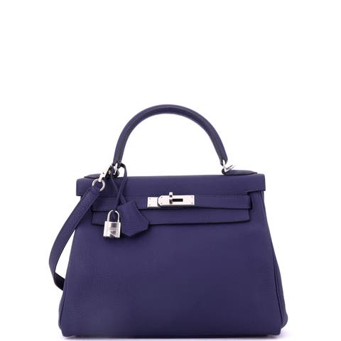 Kelly Handbag Blue Togo with Palladium Hardware 28