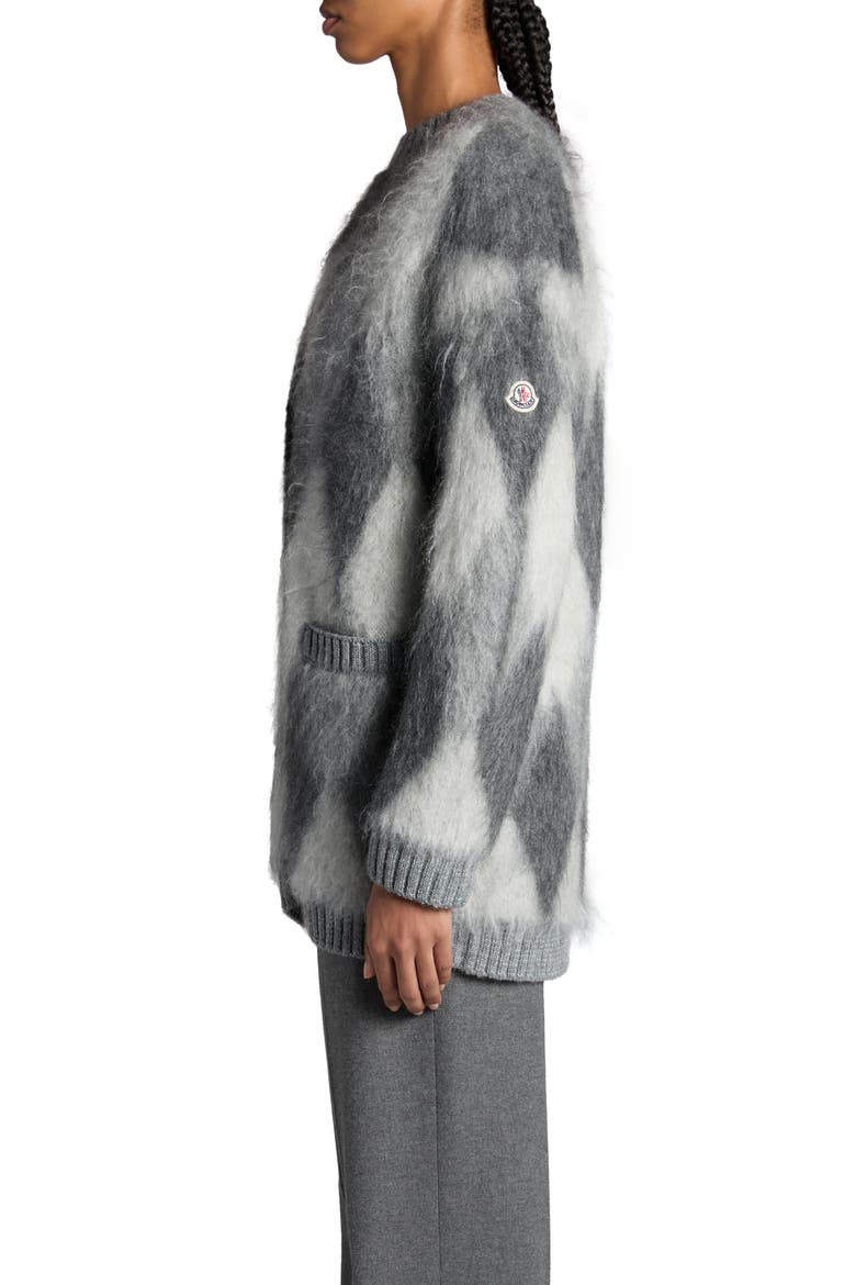 Argyle Mohair Blend Cardigan, Alternate, color, LIGHT GREY