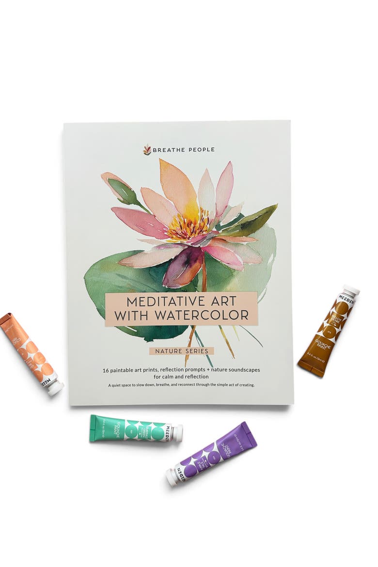 Watercolor Meditative Art Book, Main, color, Off White