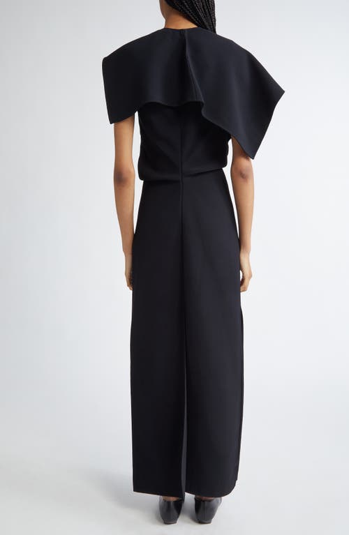 PROENZA SCHOULER PROENZA SCHOULER SELENE BI-STRETCH SUITING MAXI DRESS WITH DETACHABLE SAIL CAPE 