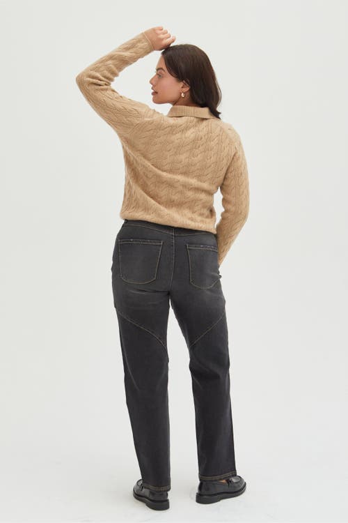 OLIVER LOGAN OLIVER LOGAN MULBERRY JEANS HIGH RISE CURVED SEAMS FADED BLACK 