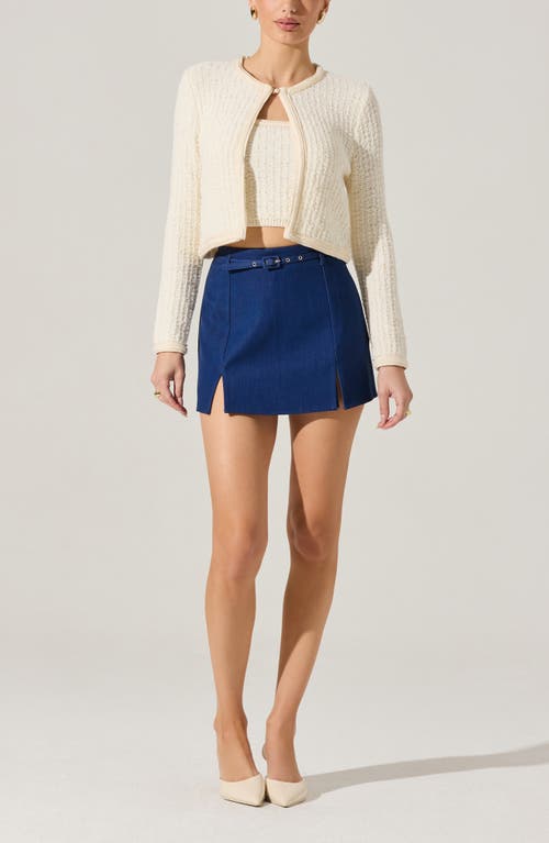 Astr The Label Belted Denim Skort In Blue