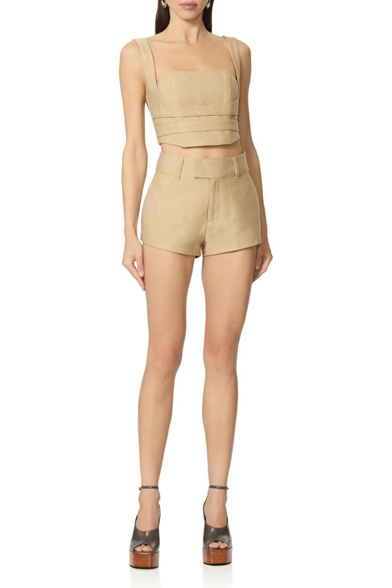 Elson High Waist Twill Hot Shorts, Alternate, color, WHITE PEPPER