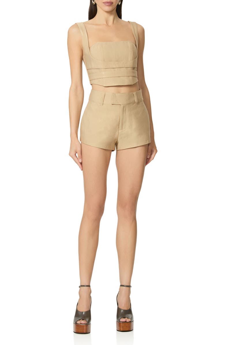 AFRM Elson High Waist Twill Hot Shorts, Alternate, color, White Pepper