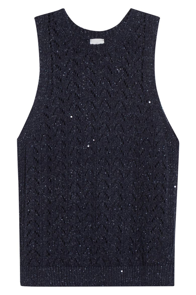 Sequin Embellished Cotton & Linen Blend Sweater Vest, Alternate, color, 11N NEW BLUE