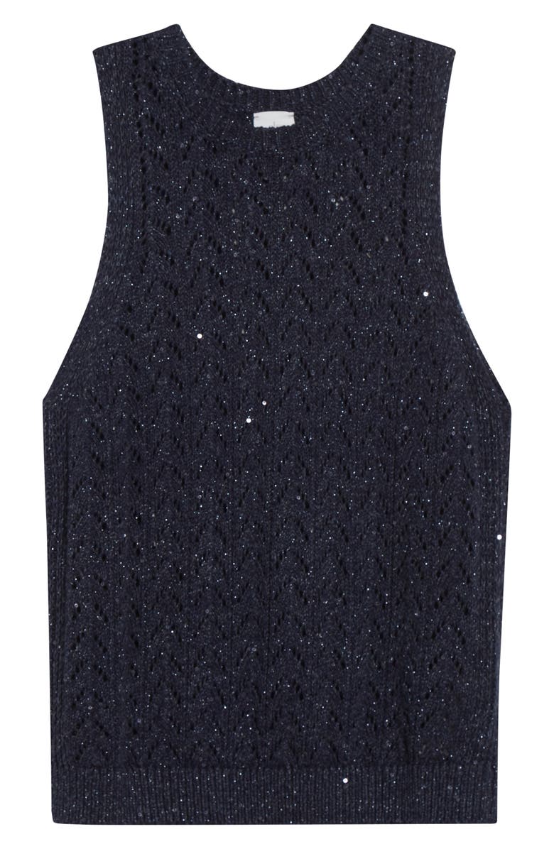 Eleventy Sequin Embellished Cotton & Linen Blend Sweater Vest, Alternate, color, 11N New Blue