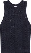 Eleventy Sequin Embellished Cotton & Linen Blend Sweater Vest