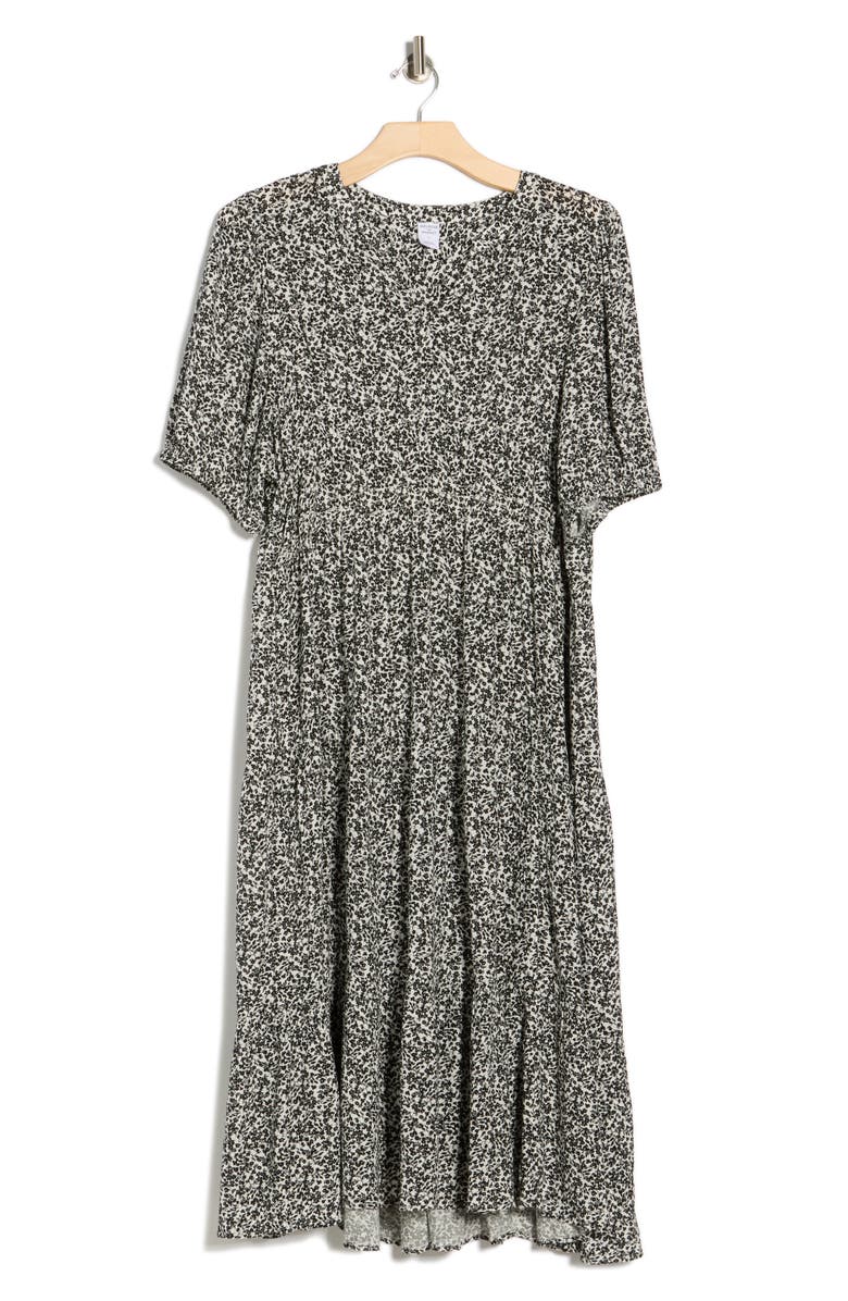 Melrose and Market Crinkle Midi Dress, Alternate, color, Ivory- Black Frances Ditsy
