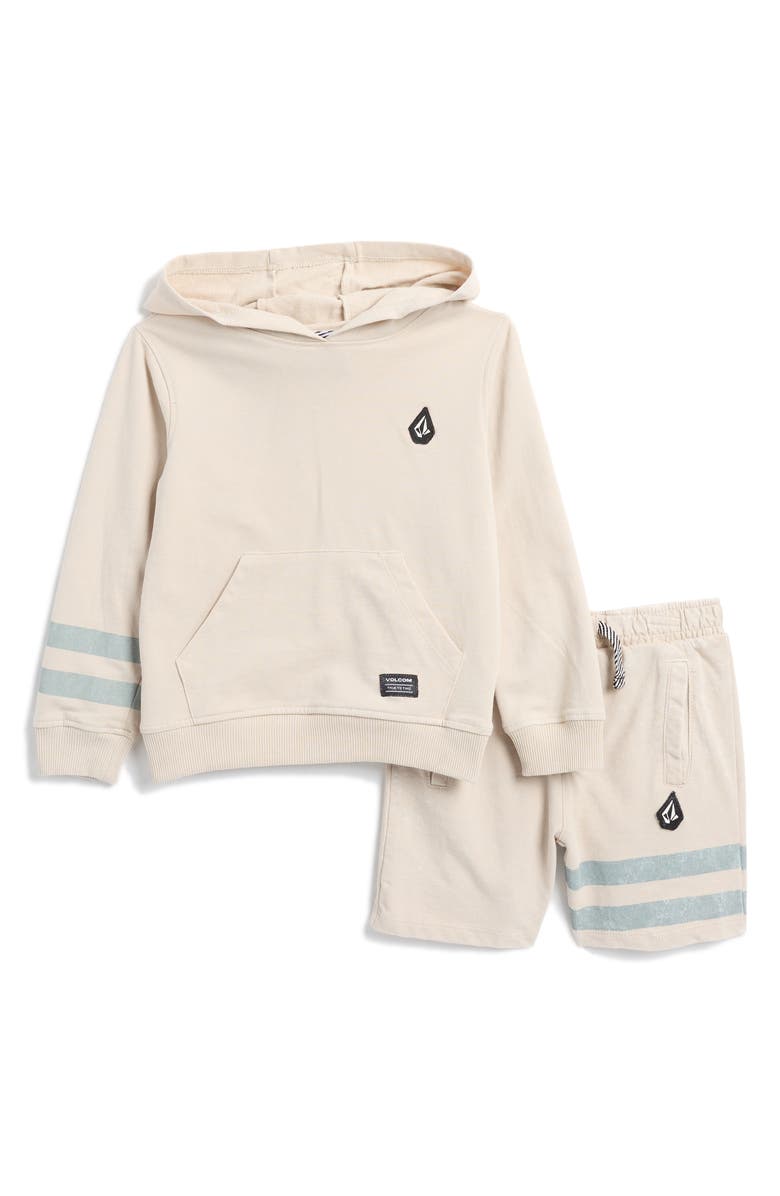 Volcom Kids' French Terry Hoodie & Shorts Set, Main, color, Stone