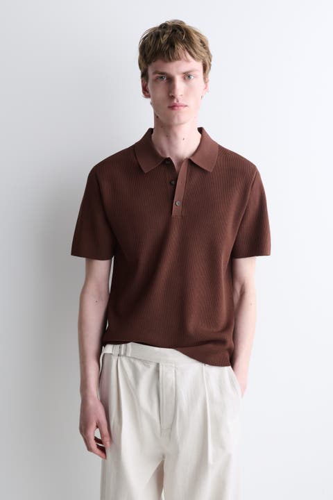 Slim Ribbed Bouclé-Knit Polo Shirt