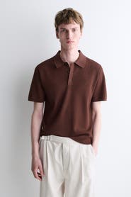 COS Slim Ribbed Bouclé-Knit Polo Shirt