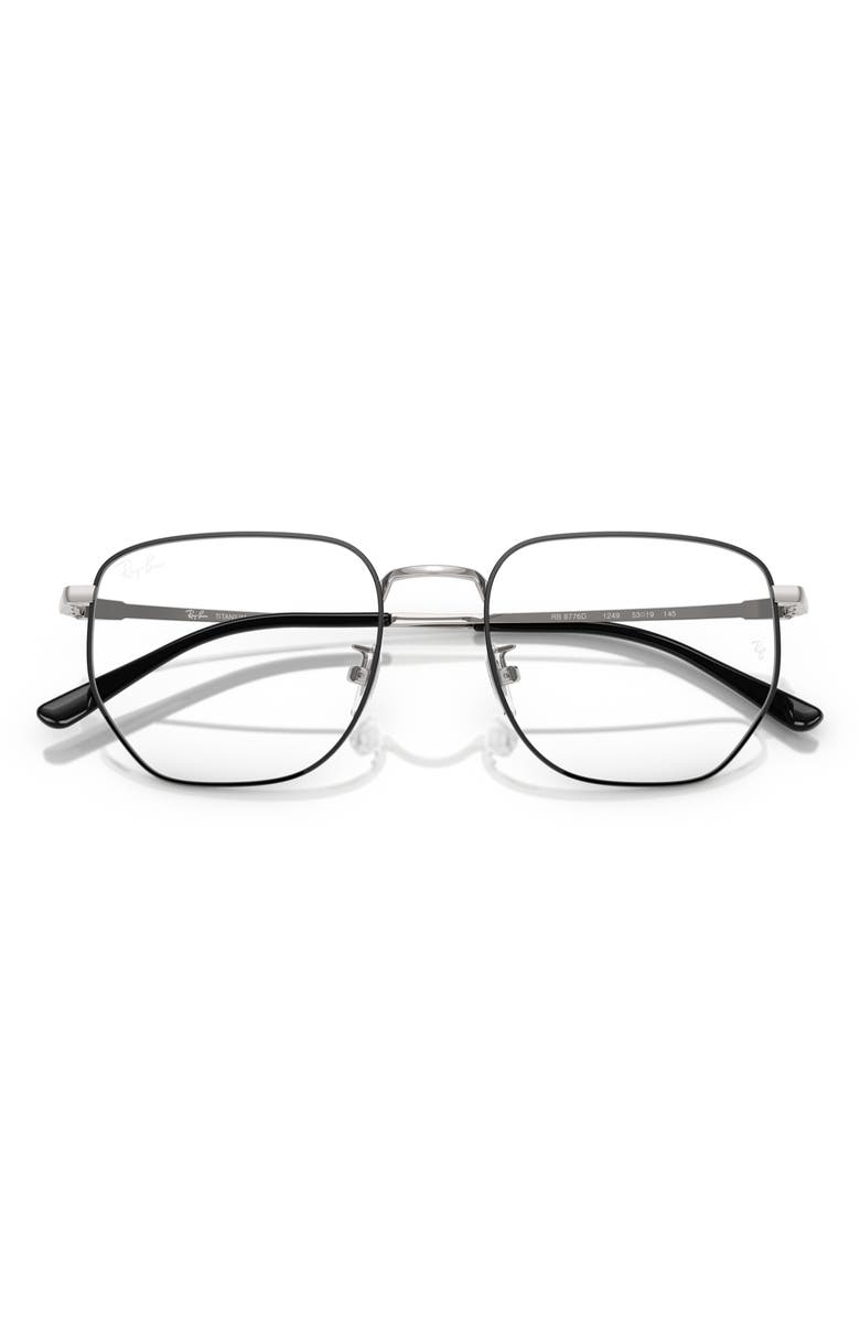 Ray-Ban 53mm Square Optical Glasses, Alternate, color, Black Silver