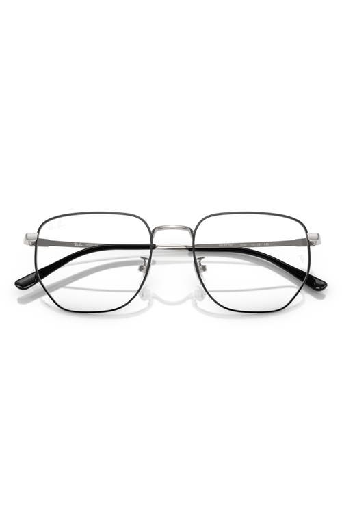 Ray Ban Ray-ban 53mm Square Optical Glasses In Black Silver