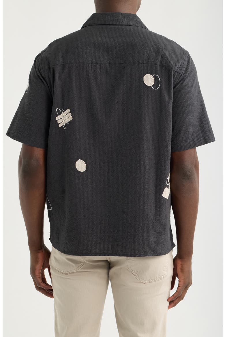 Didcot Applique Camp Shirt, Alternate, color, BLACK / ECRU