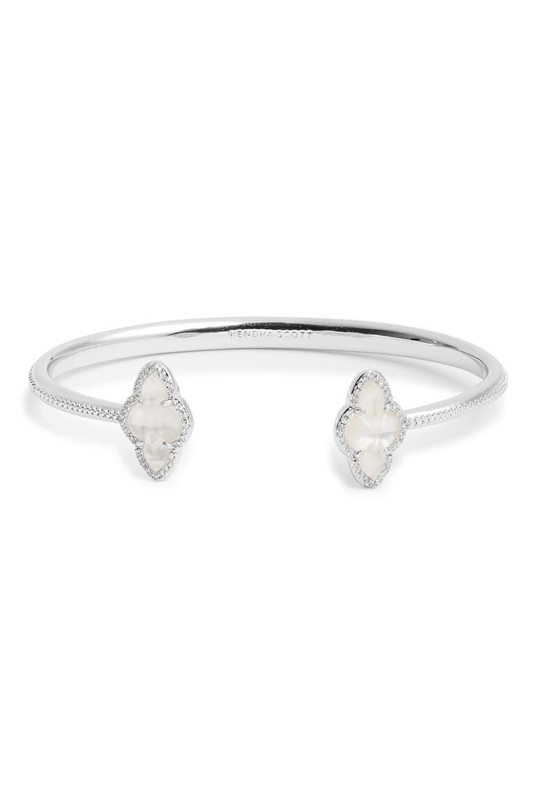 Abbie Pave Frame Cuff Bracelet, Main, color, RHODIUM IVORY MOTHER OF PEARL