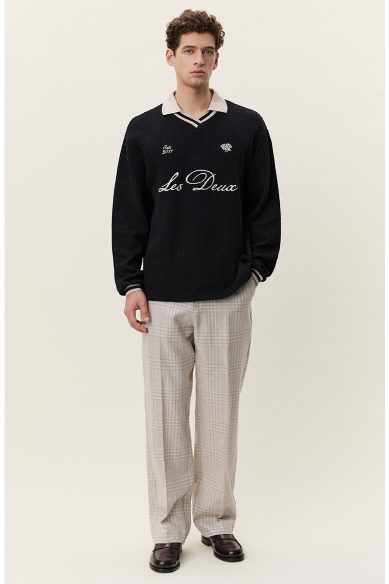 Oversize Waffle Knit Sweater Jersey, Alternate, color, BLACK