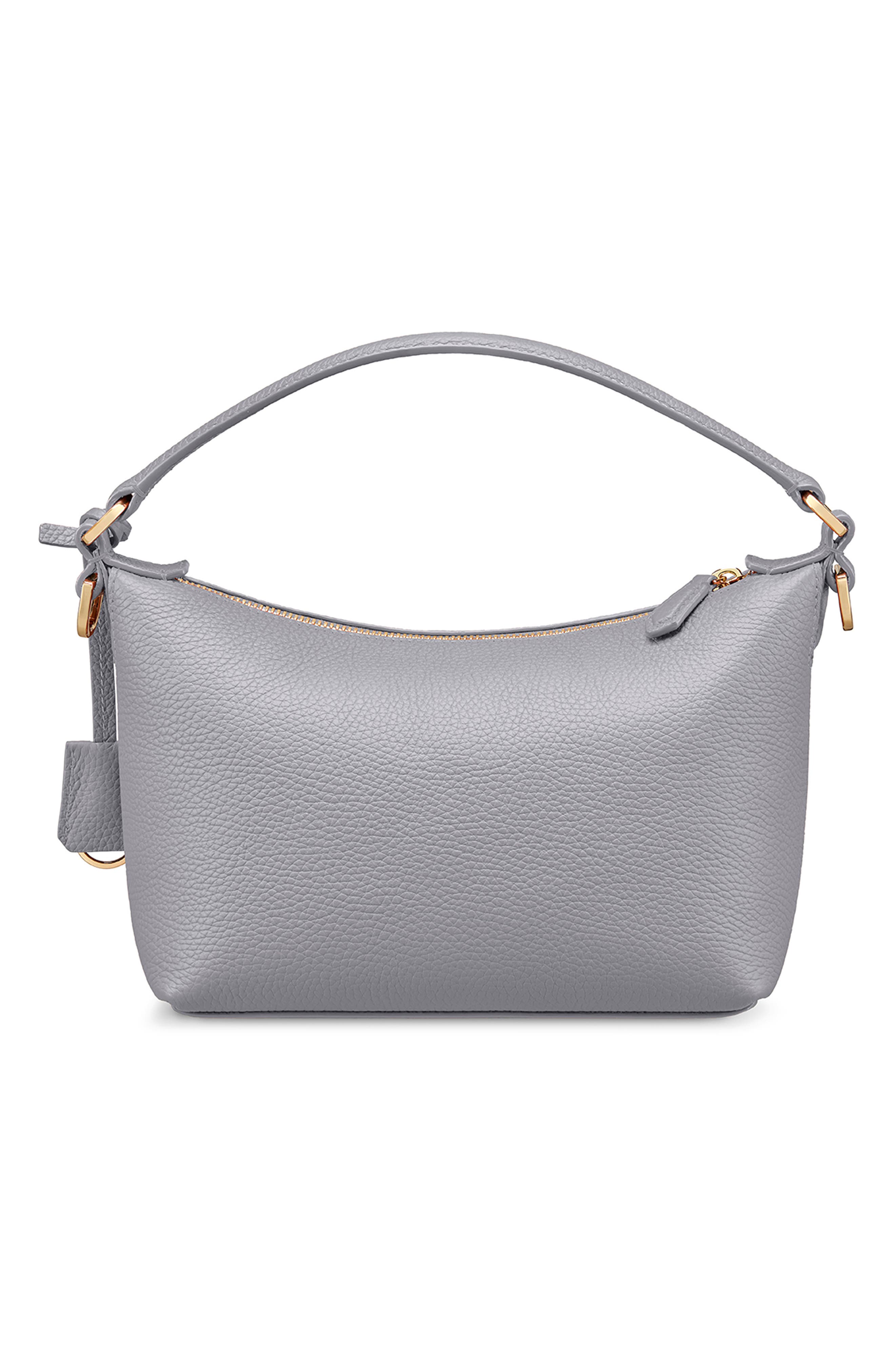 MAISON de SABRÉ Small Leather Soft Hobo, Alternate, color, Dove Grey