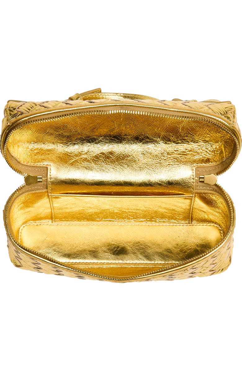 Bottega Veneta Bang Bang Intrecciato Metallic Leather Crossbody Vanity Case, Alternate, color, 8472 Gold / Gold