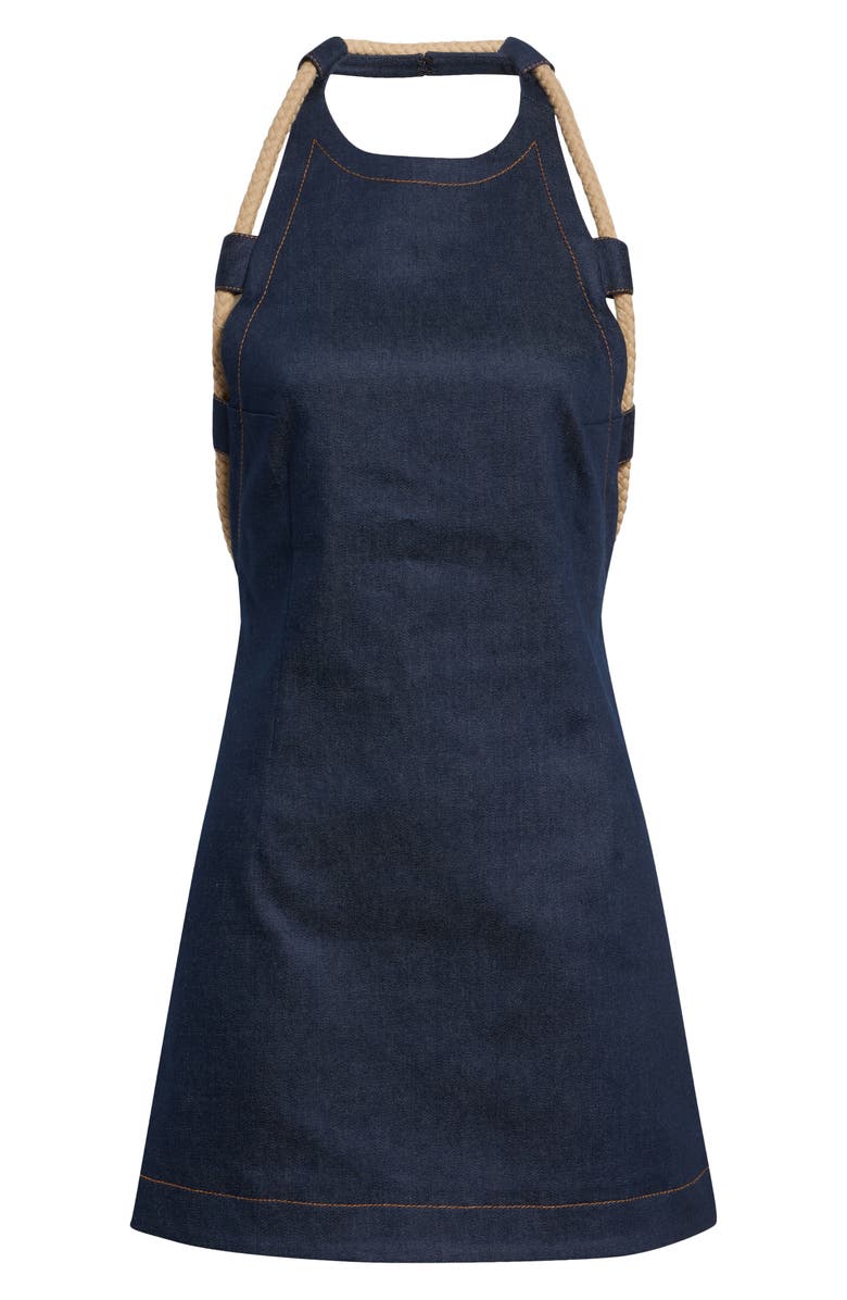 MONSE Rope Trim Denim A-Line Minidress, Alternate, color, Dark Indigo