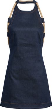 MONSE Rope Trim Denim A-Line Minidress