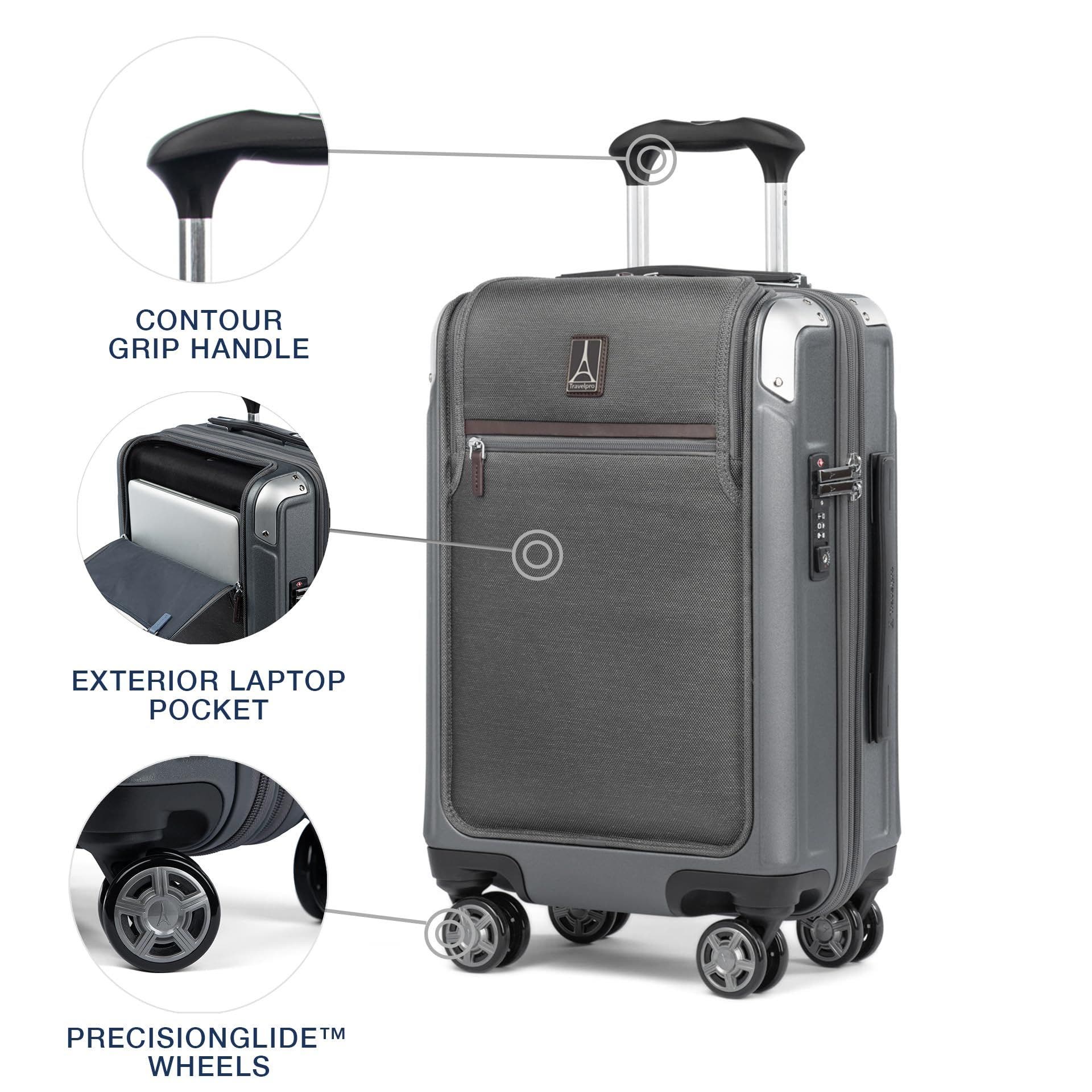 TRAVELPRO Platinum Elite Hardside Expandable Compact Carry-on with Laptop Pocket 20-Inch Spinner, Alternate, color, Vintage Grey