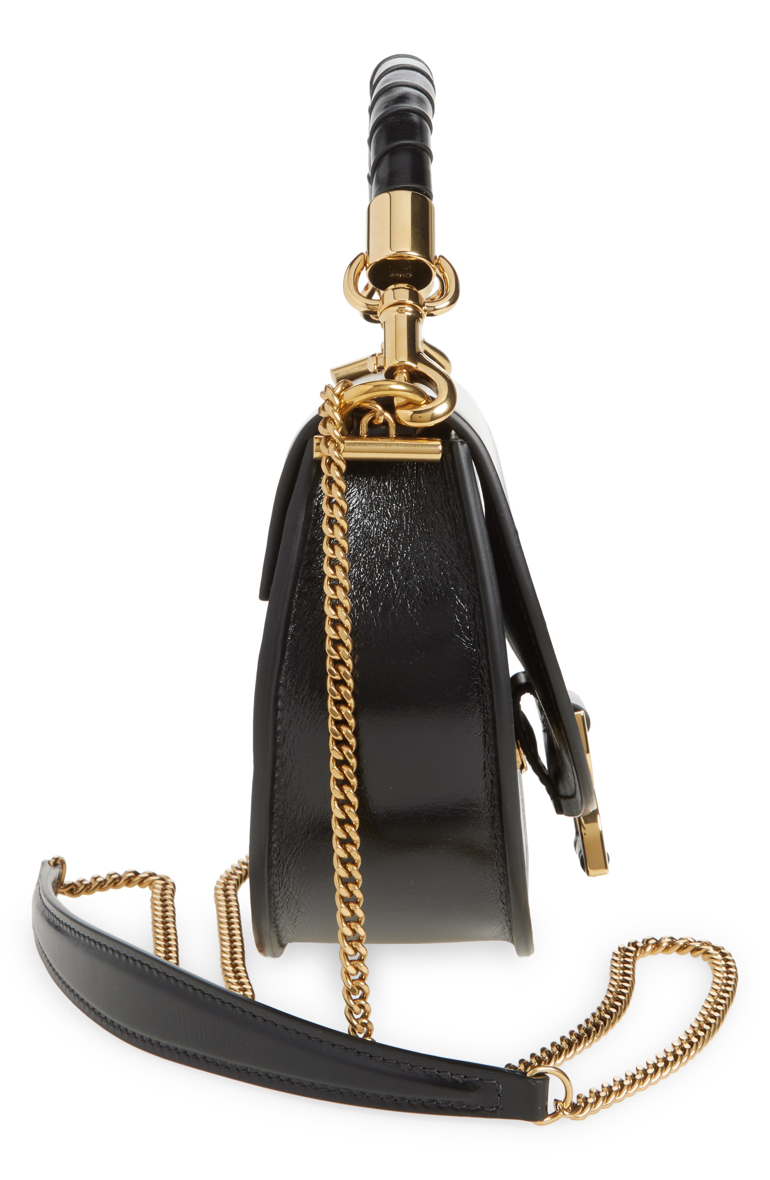 Chloé Marcie Chain Shiny Leather Top Handle Bag, Alternate, color, 