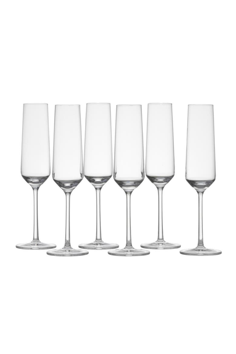 Schott Zwiesel Pure Set of 6 Champagne Flutes, Main, color, CLEAR