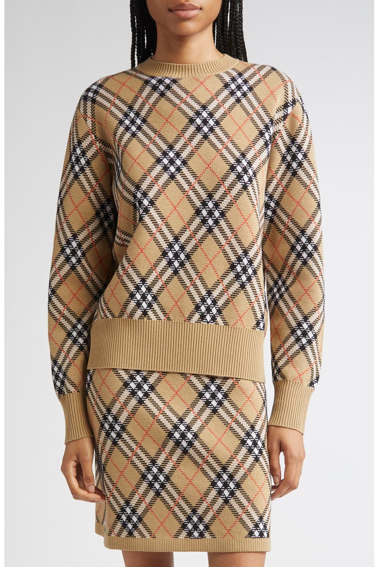 Check Wool Blend Sweater, Main, color, SAND IP CHECK