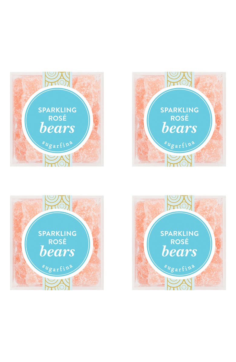 sugarfina Sparkling Rosé Bears Set of 4 Candy Cubes, Main, color, Red