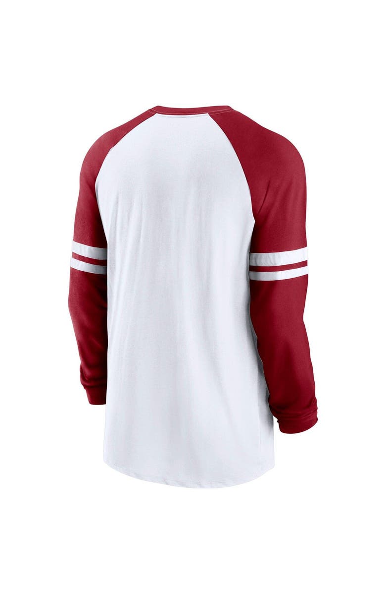 Nike Men's Nike White/Cardinal Arizona Cardinals Throwback Raglan Long Sleeve T-Shirt, Alternate, color, 