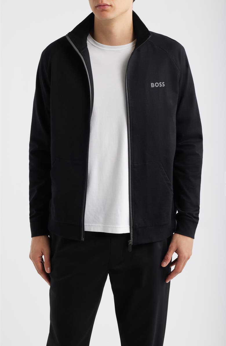 BOSS Authentic Cotton Track Jacket, Main, color, Black
