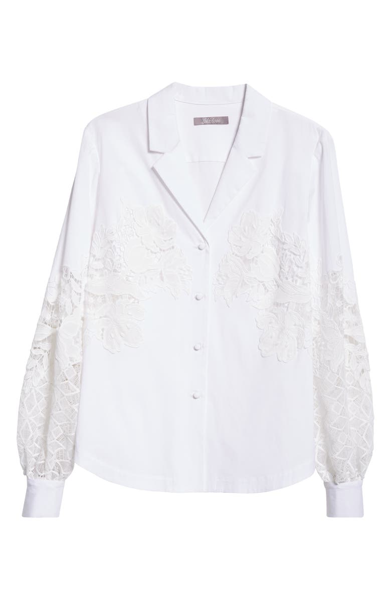 Lela Rose Lace Embellished Button-Up Shirt, Alternate, color, 