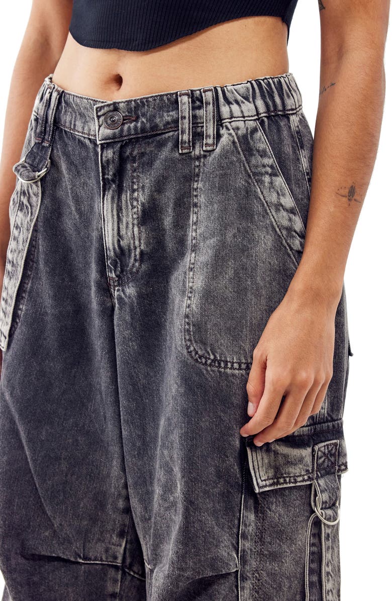 BDG Urban Outfitters Strappy Cargo Jeans, Alternate, color, Black