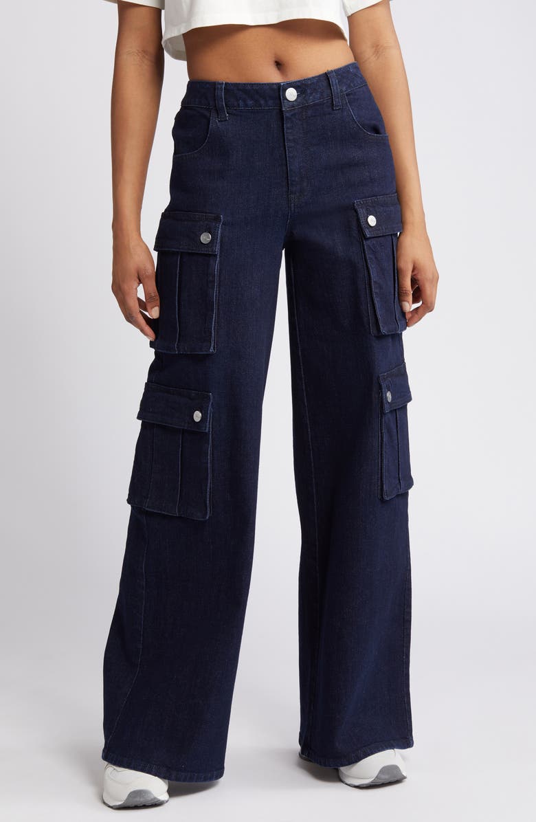 1822 Denim Wide Leg Cargo Jeans, Main, color, 