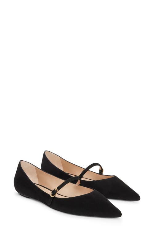 Stuart Weitzman Emilia Leather Mary Jane Point-toe Flats In Black/black