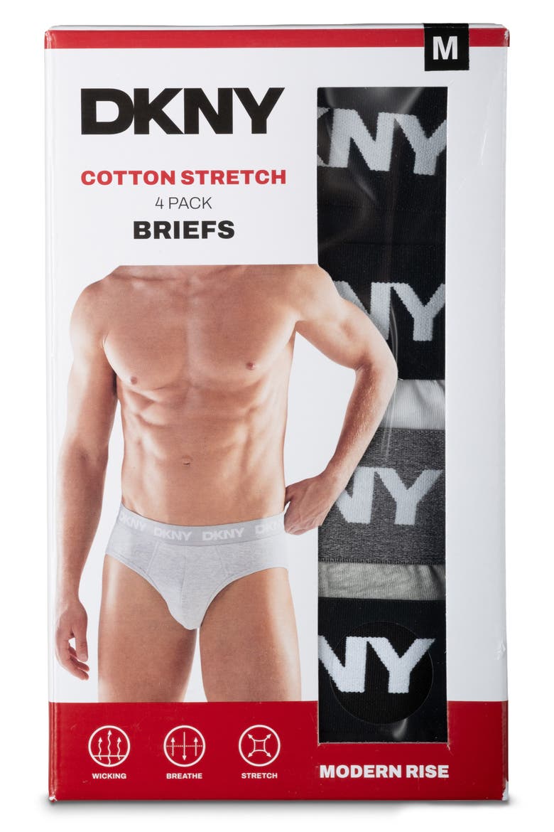 Cotton Stretch Pack of 4 Briefs, Alternate, color, BLACK/ WHITE/ GREY/ BLACK