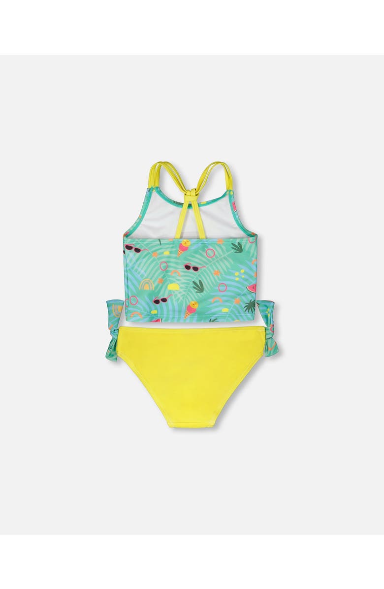 Deux par Deux Two-Piece Double Crossed Straps Beach Swimsuit, Alternate, color, Green Beach Print