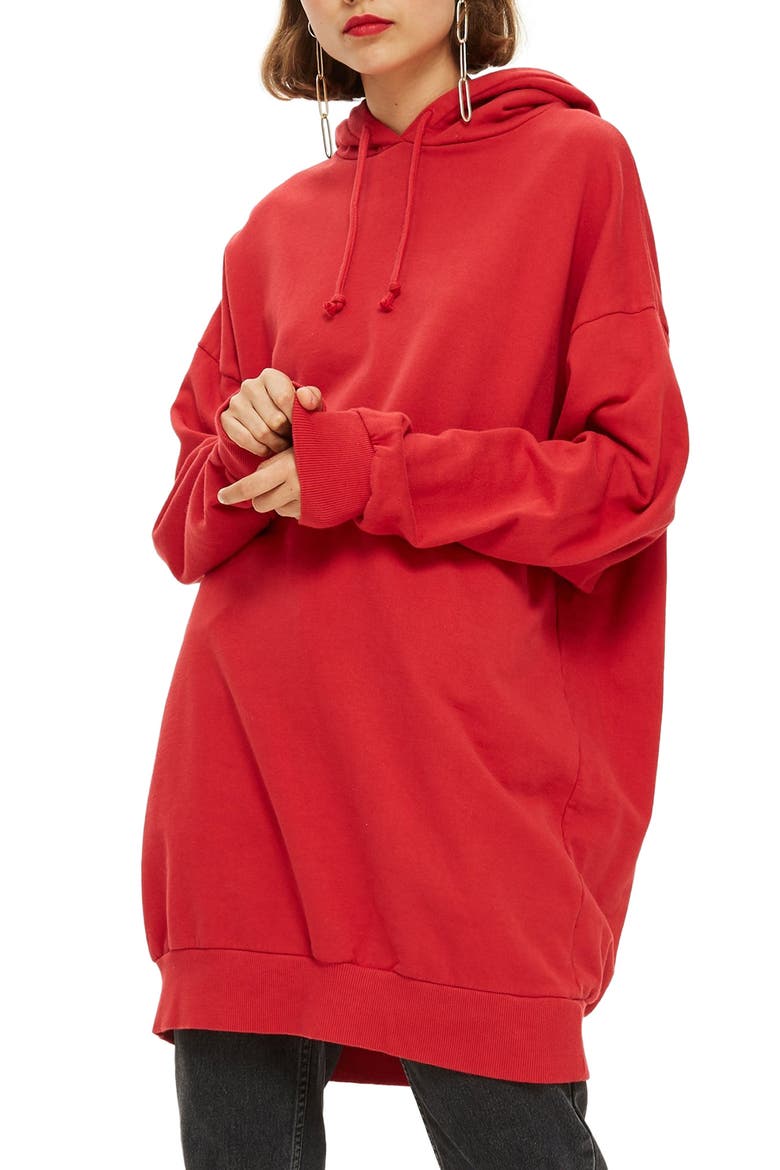Longline Hoodie, Main, color, RED