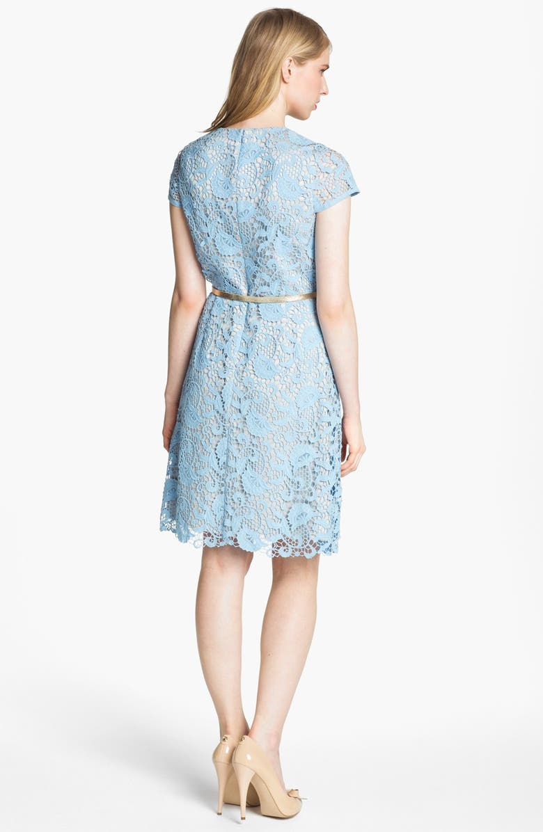 Eliza J Belted Cotton Lace Dress, Alternate, color,