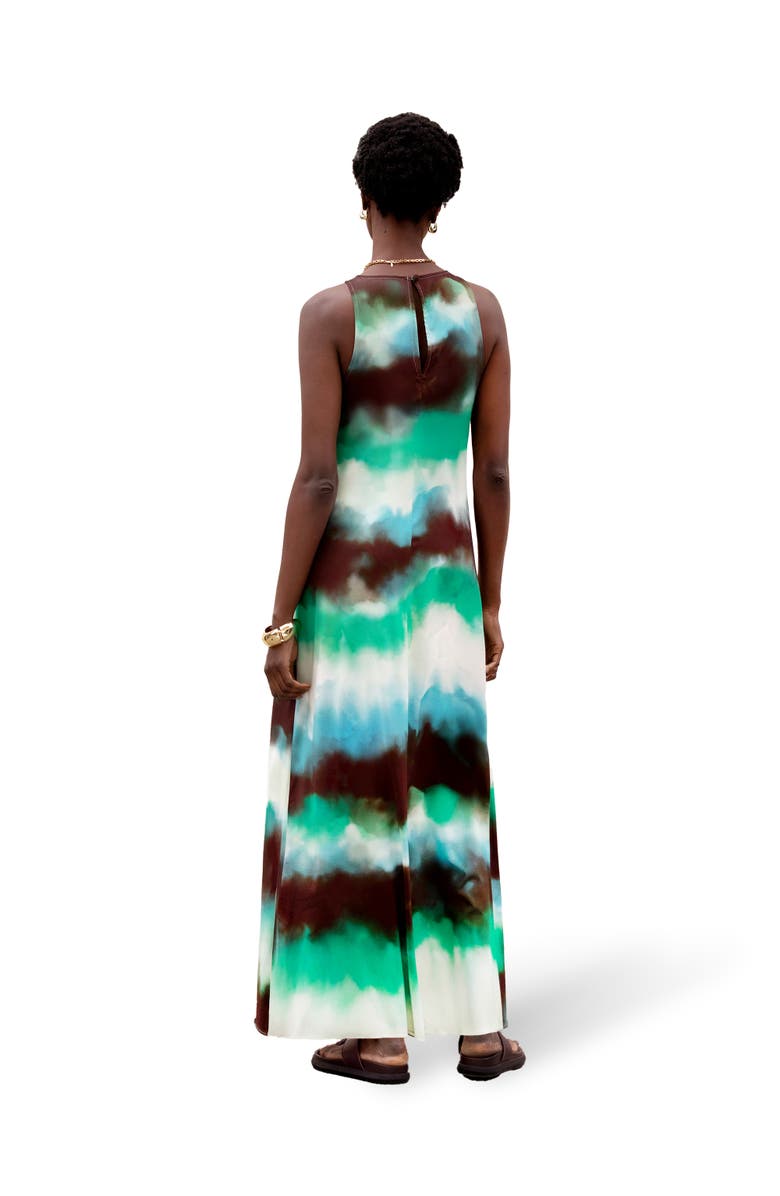 Ro&Zo Sleeveless Print Maxi Dress, Alternate, color, Green Watercolour