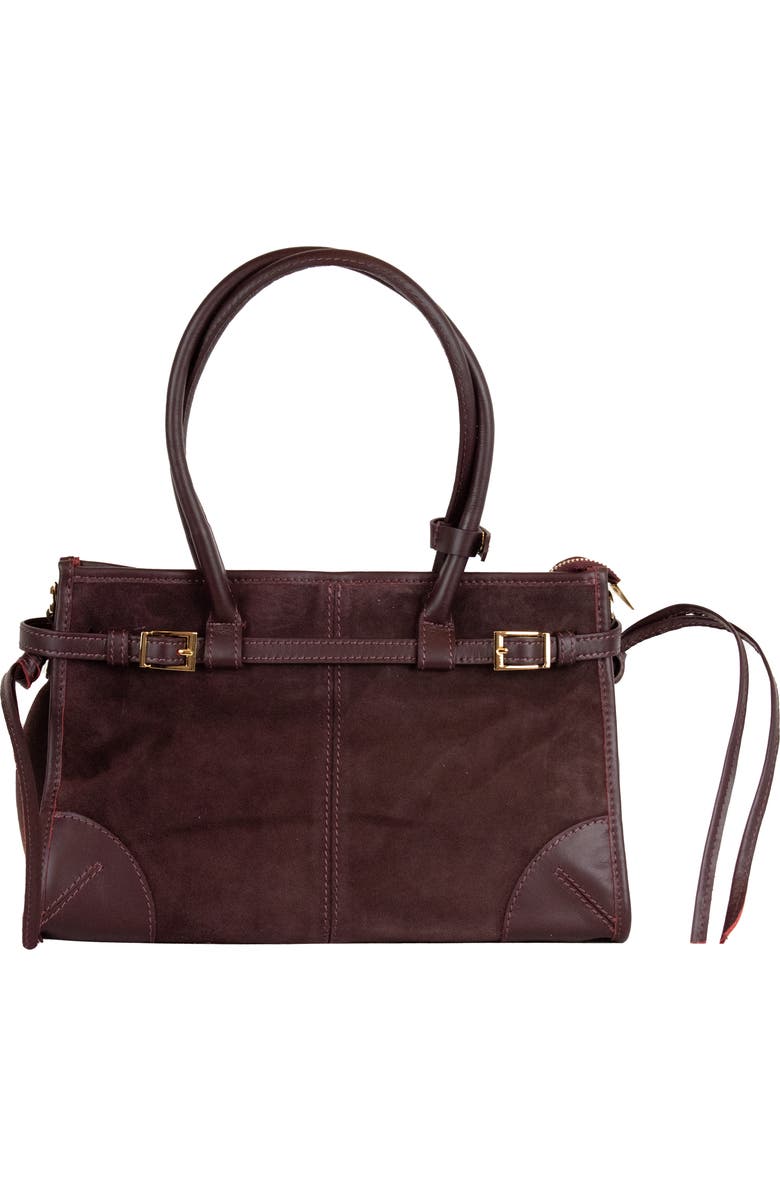 Persaman New York Leather & Suede Tote Bag, Main, color, Dark Red