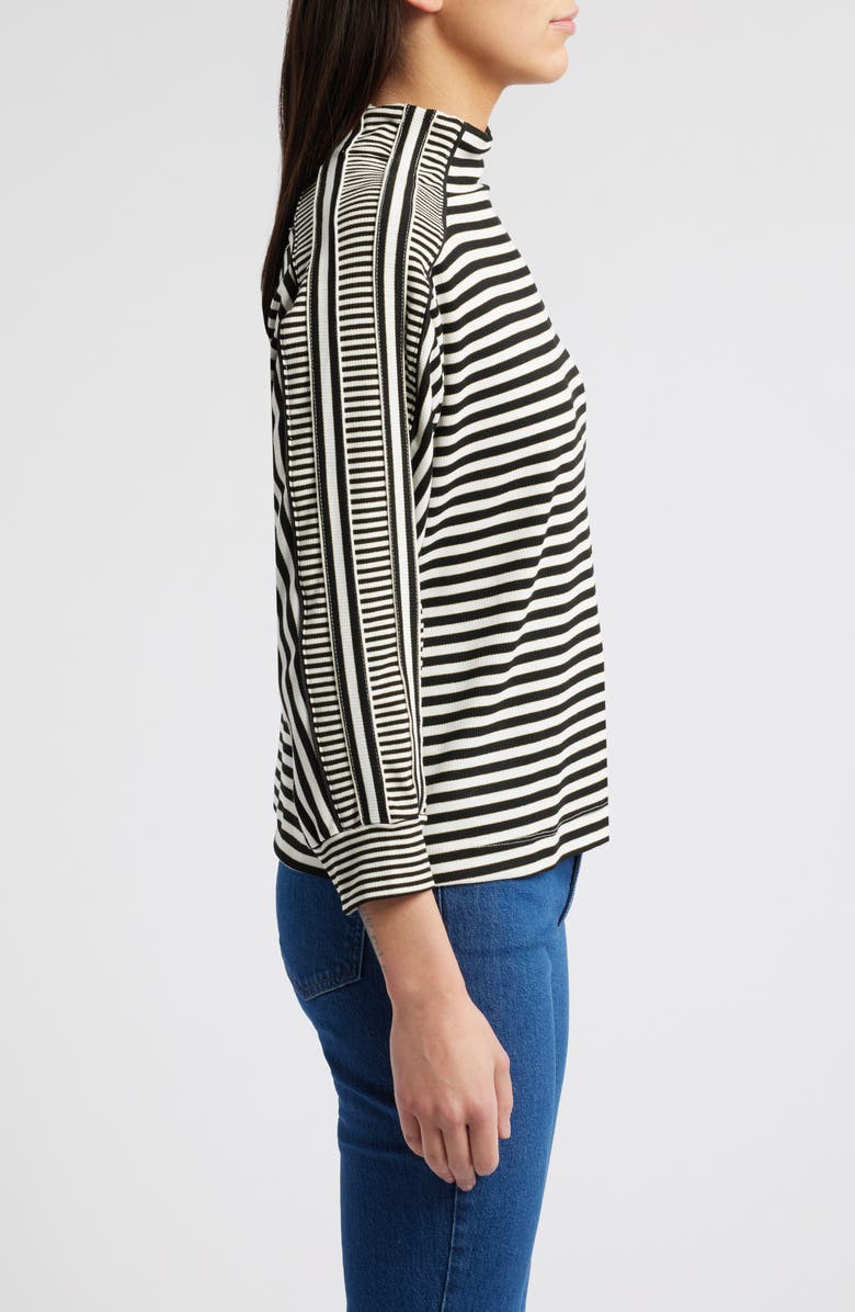 Wit & Wisdom Stripe Mock Neck Rib Top, Alternate, color,