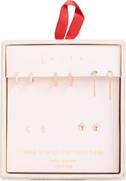 Leith Set of 5 Cubic Zirconia Paw Print Stud & Hoop Earrings