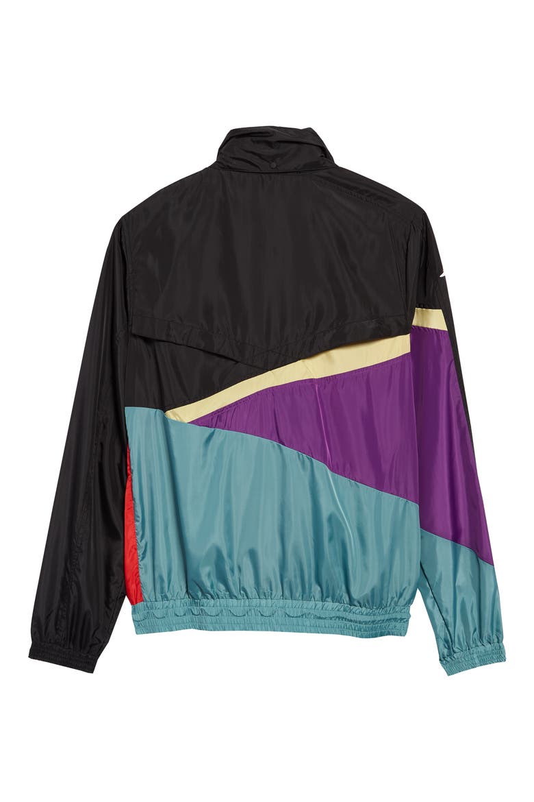 Steamer Asymmetrical Colorblock Hooded Jacket, Alternate, color, BLACK