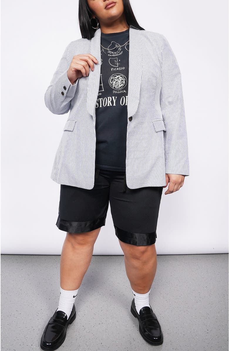 WILDFANG The Empower Seersucker Tux Blazer, Alternate, color, Navy/White