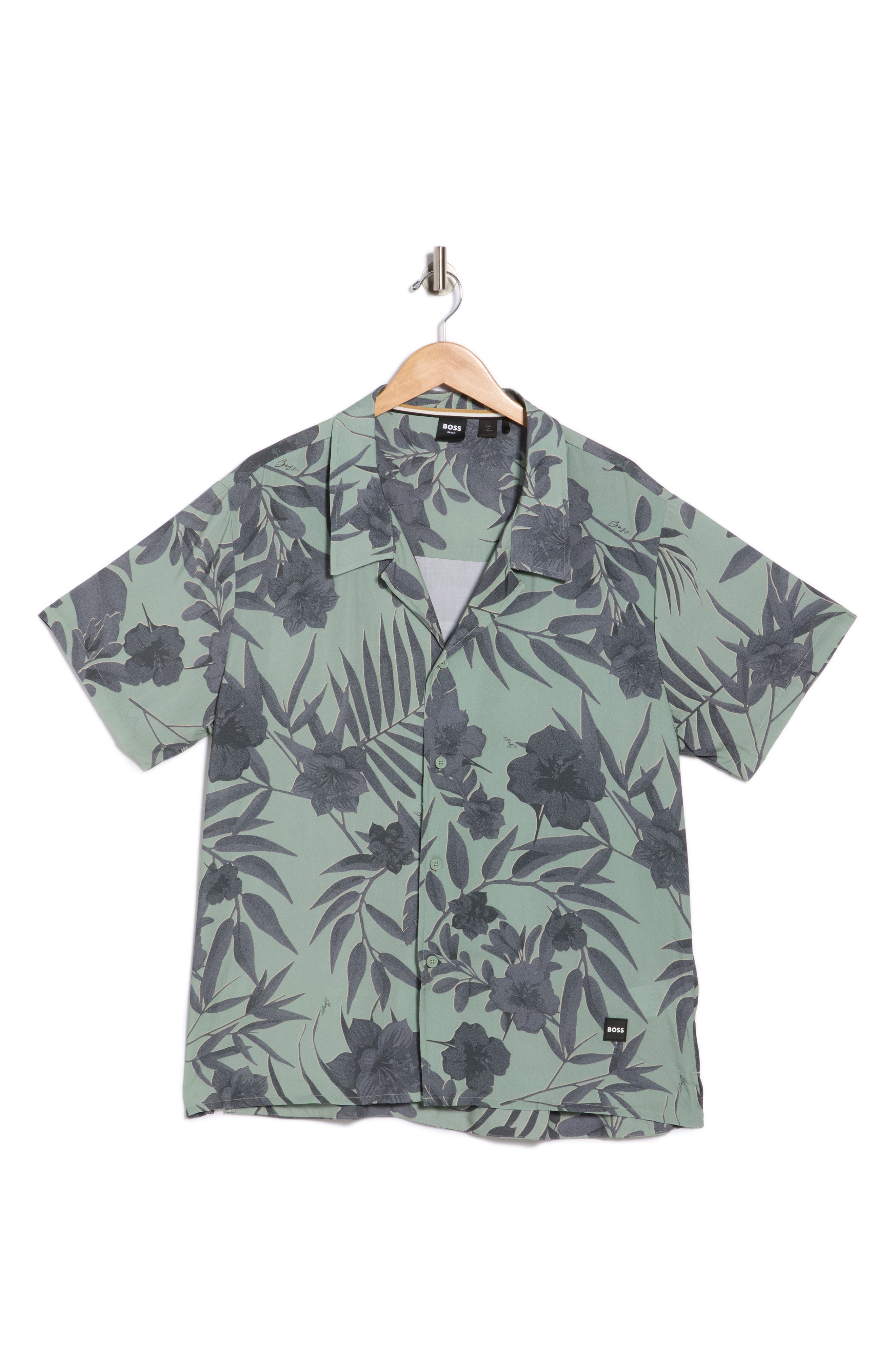 BOSS Floral Cotton Camp Shirt
