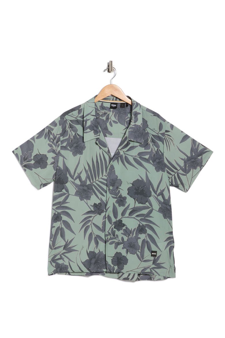 Floral Cotton Camp Shirt, Alternate, color, LIGHT/ PASTEL GREEN