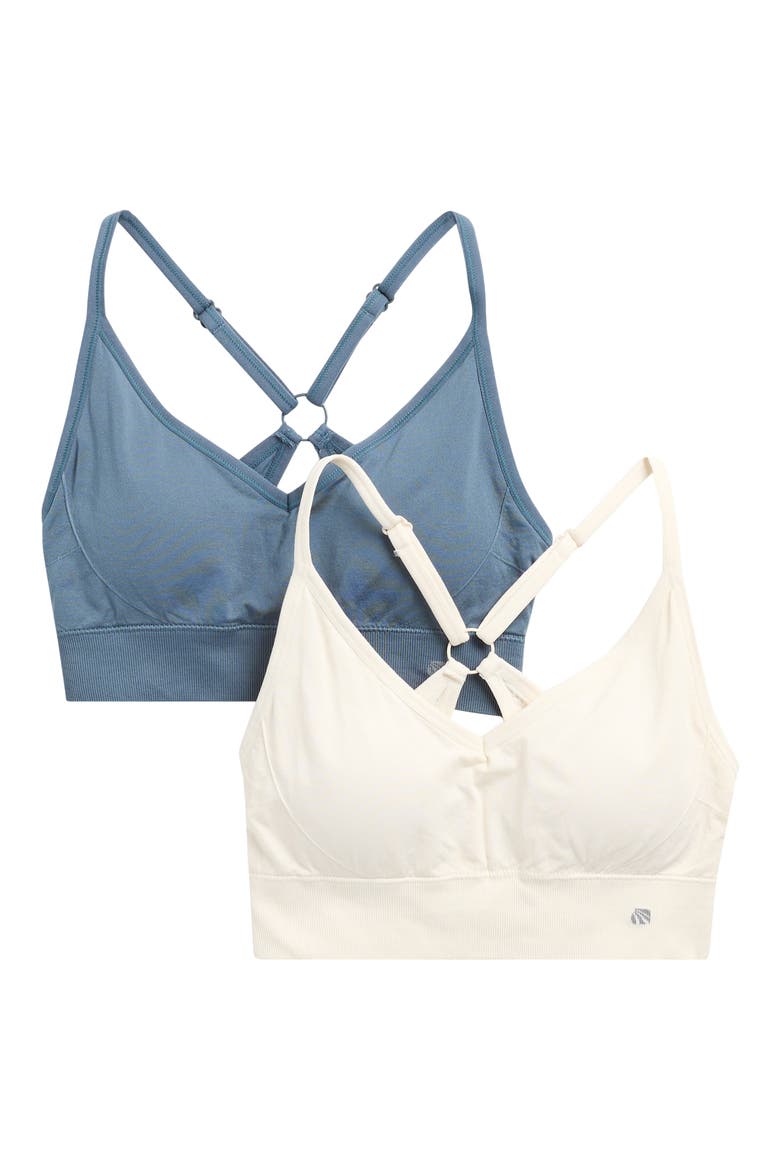 London 2-Pack Low Impact Seamless Sports Bras, Main, color, EGRET/TIDAL