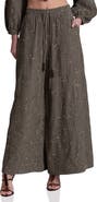 Avec Les Filles Embroidered Extreme Wide Leg Palazzo Pants