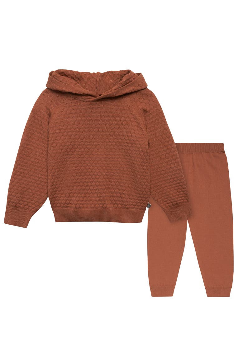Sweater Knit Hoodie Set, Main, color, Medium Brown